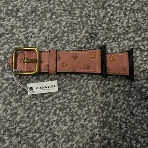 Coach Pink Leather Watch Band with Gold Hardware